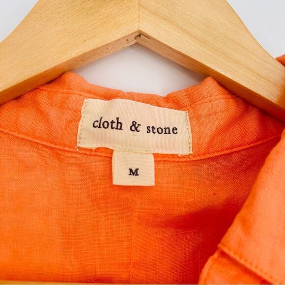 Cloth & Stone orange sleeveless linen button up shirt size Medium - Picture 5 of 6